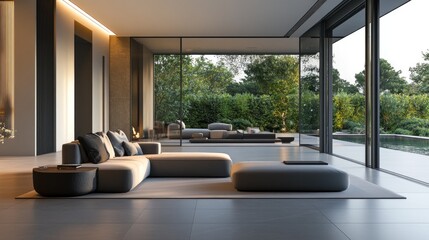 Fototapeta premium Modern Spacious Living Room with Elegant Furniture