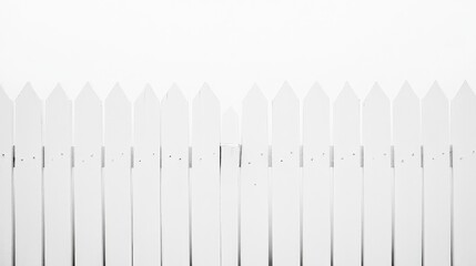 Fototapeta premium Clean White Picket Fence Against White Background