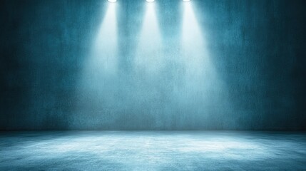 Dramatic Overhead Spotlights on Empty Stage