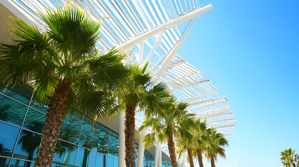 Modern Office Building with Unique Curved Roof.