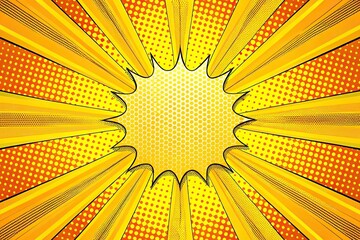 Fototapeta premium Symmetrical yellow sky with vintage comic book pattern pop art background