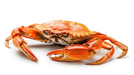 A Single Cooked Red Crab with Claws Extended