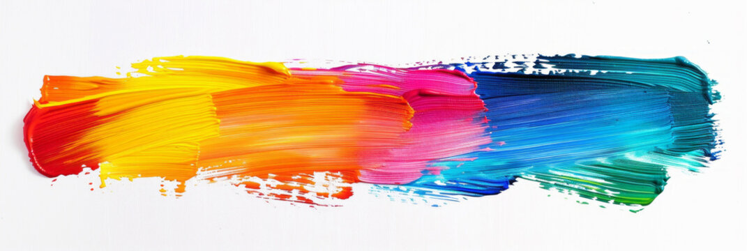 A paint brush stroke is isolated on a white background.