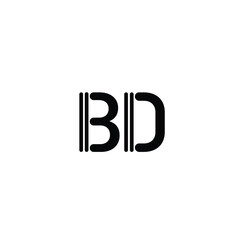 BD monogram logo design letter text name symbol monochrome logotype alphabet character simple logo