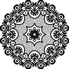 Mandala Pattern Tattoo Circular Pattern in Form of Mandala With Flower for Henna, Mehndi, Tattoo, Decoration Decorative Ornament in Ethnic Oriental Style.