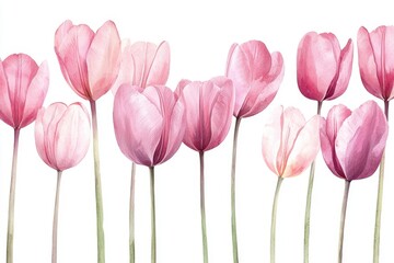A stunning arrangement of pink tulips showcasing delicate beauty and elegance, perfect for spring-themed designs and decorations.