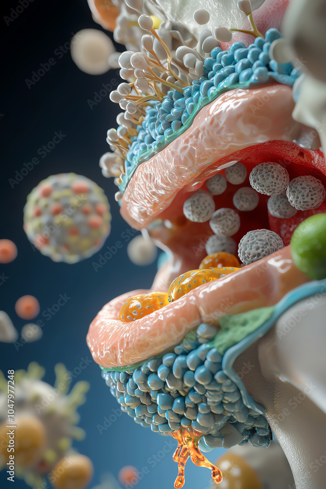 Poster intricate molecular structures and interactions in cellular biology a 3d visualization of biological