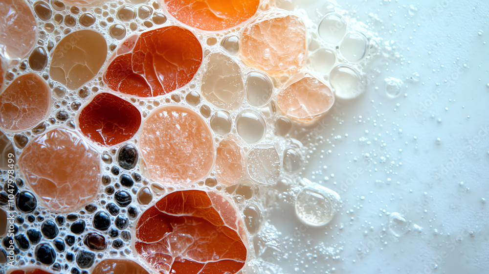 Poster bubbles and colors a close-up exploration of textures and patterns in liquid form