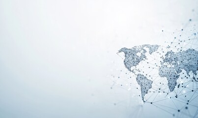 The light blue background shows a vision of global connectivity, with digital connections encircling the globe, symbolising the global convergence of technology and information flows.