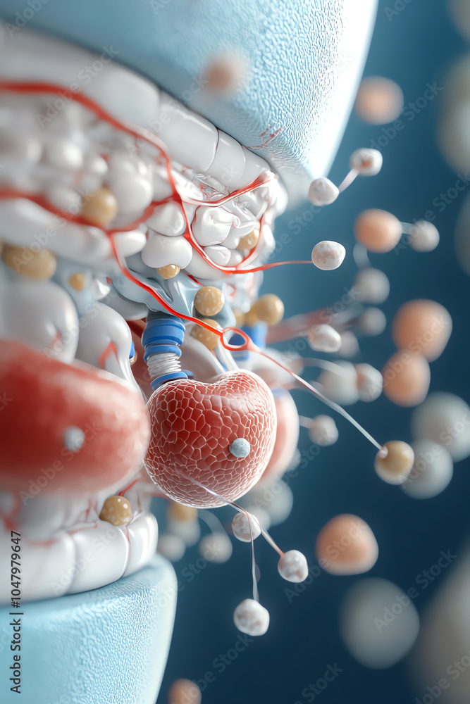 Poster exploring the intricacies of synaptic transmission a detailed look at neurons and neurotransmitters 