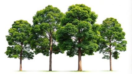 Tall Dipterocapus intricatus Dyer tree die cut isolated on white background