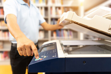 Officer use photocopy or copier or photocopier office workplace is equipment for copy duplicate...