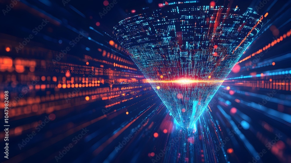 Aufkleber futuristic digital funnel visualizing big data transformation into useful information