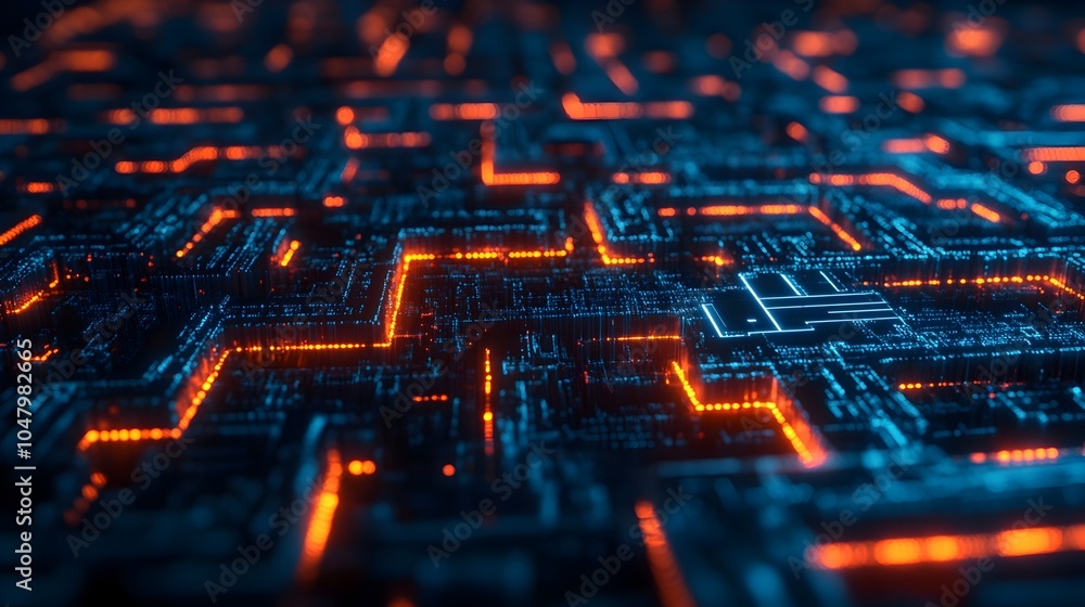 Poster complex digital maze representing cybersecurity and data protection challenges
