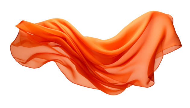 orange silk swirl flowing isolated on transparent background cutout