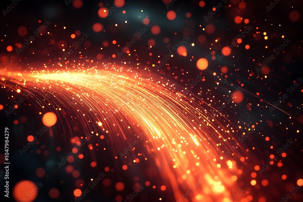 Poster optical data concept depicted by abstract glowing lines on a dark background