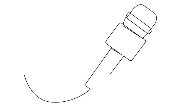 Continuous Line Drawing of Vector wired microphone icon design