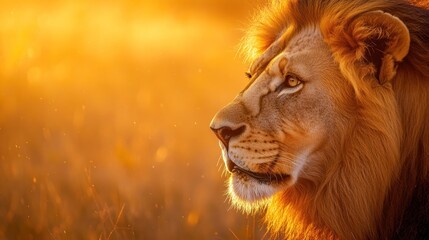 Naklejka premium Majestic Lion at Sunset