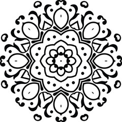 Flower Moon Mandala Art Circular Pattern in the Form of a Mandala Decorative Ornament in Ethnic Oriental Style.