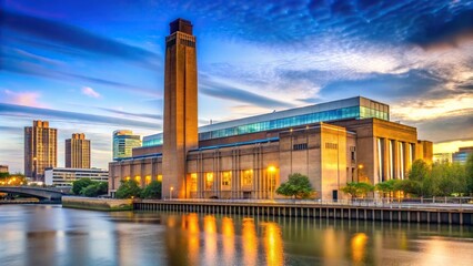 Obraz premium Tate Modern art gallery in South Bank power station with London skyline