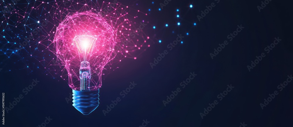 Poster abstract lightbulb with connection points concept