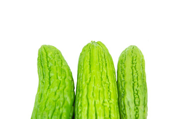 Bitter gourd or bitter melon (Momordica Charantia) isolated on white background