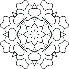Line Mandala Art Border Design Circular Pattern in Form of Mandala With Flower for Henna, Mehndi, Tattoo, Decoration Decorative Ornament in Ethnic Oriental Style.