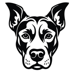 create a dog head silhouette vector with white background