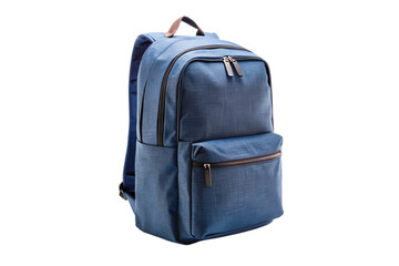 Naklejka premium 3d modern blue pocket backpacks isolated on transparent background