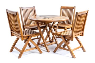 teak wooden furniture set isolated on white background