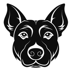create a dog head silhouette vector with white background