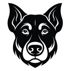 create a dog head silhouette vector with white background