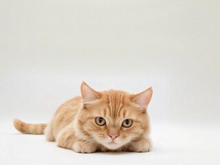 Obraz premium A cat sits against a plain background