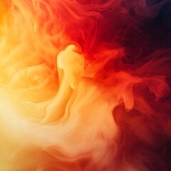 Obraz premium Abstract background with a smooth gradient from red to yellow, featuring a misty, cloud-like texture. Vibrant, fluid colors create an energetic and warm atmosphere