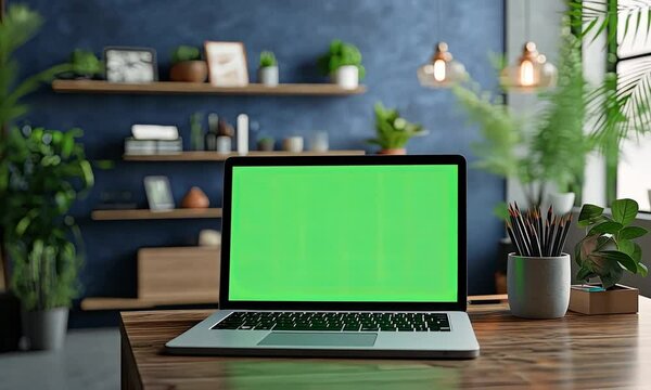 Laptop Mockup with Green Screen