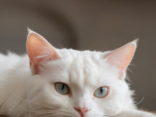 Obraz premium A cat sits against a plain background