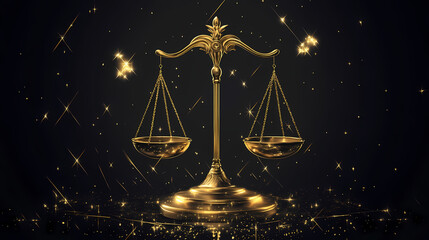 A graceful scale symbol representing the Libra zodiac, balanced and symmetrical, symbolizing harmony, fairness, and the pursuit of balance under the autumn sky.