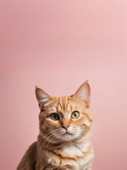 Fototapeta premium A cat sits against a plain background