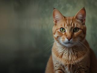 Obraz premium A cat sits against a plain background