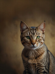 Obraz premium A cat sits against a plain background