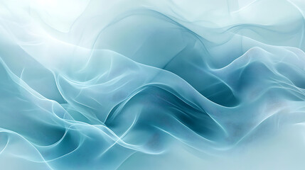 Obraz premium Soft, flowing abstract waves in shades of blue and white create serene and calming atmosphere. gentle curves and translucent layers evoke sense of tranquility and fluidity