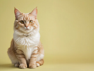 Obraz premium A cat sits against a plain background