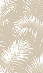 Fototapeta premium Elegant palm leaf pattern on beige background, creating serene and tropical atmosphere. soft, neutral tones enhance calming effect of design
