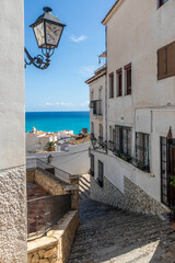 Steep narrow street in Altea Costa Blanca, Spain