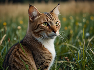 Obraz premium A cat sits against a plain background