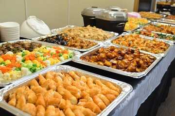 Fototapeta premium Diverse Potluck Dinner Dishes from Various Cultures