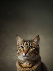 Obraz premium A cat sits against a plain background