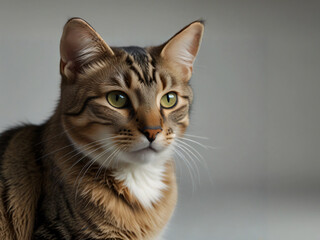 Obraz premium A cat sits against a plain background