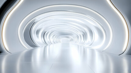 Obraz premium Futuristic White Corridor with Unique Lighting Effects