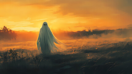 A ghostly apparition seen only at dawn, fading as the sunlight touches the earth. Ghostly Apparition. Illustration